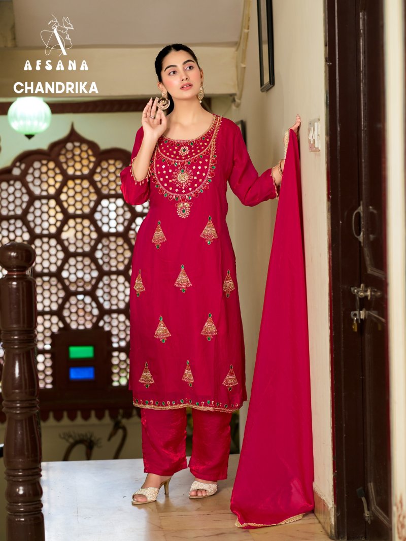 Chandrika By Afsana Fandy Satin Readymade Salwar Kameez 